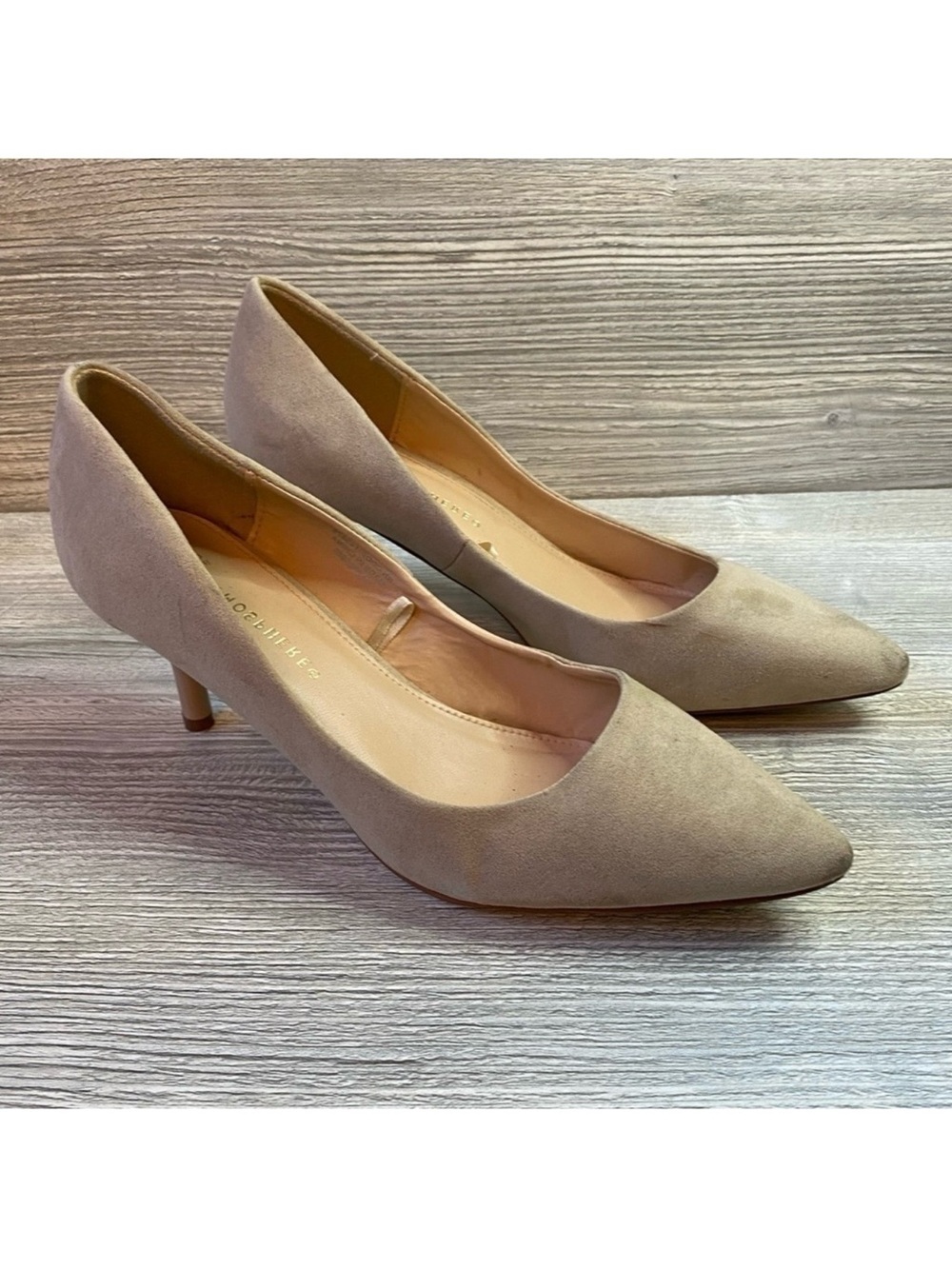 Atmosphere soft cream taupe colored microfiber pumps. Size 8 heels